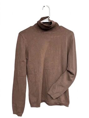 Talbots Cotton Blend Turtle Neck- Chocolate, Size L